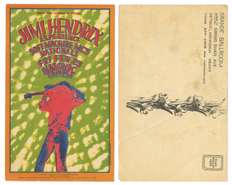 Jimi Hendrix Experience 2/23/1968 Grande Ballroom Detroit Concert Handbill