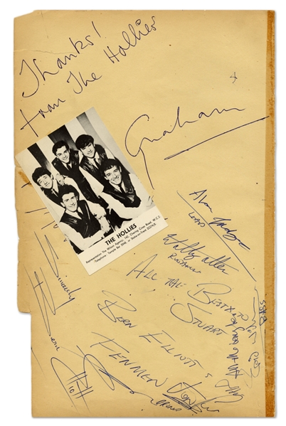 The Hollies Signed Oversized Page