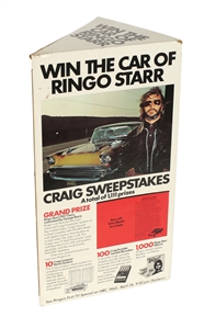 Ringo Starr 1978 Win The Car of Ringo Starr 3-Sided Stand Up Display