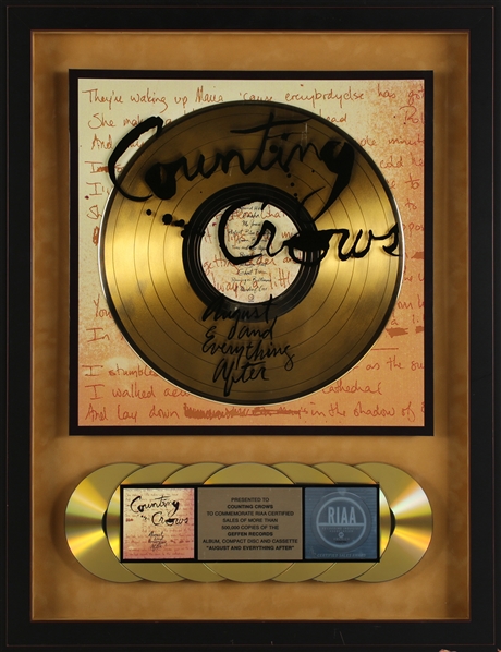 Counting Crows “August and Everything After” RIAA Gold Record Award Presented to the “Counting Crows"