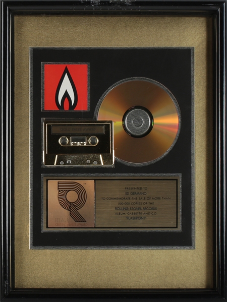 The Rolling Stones “Flashpoint” RIAA Gold Sales Record Award