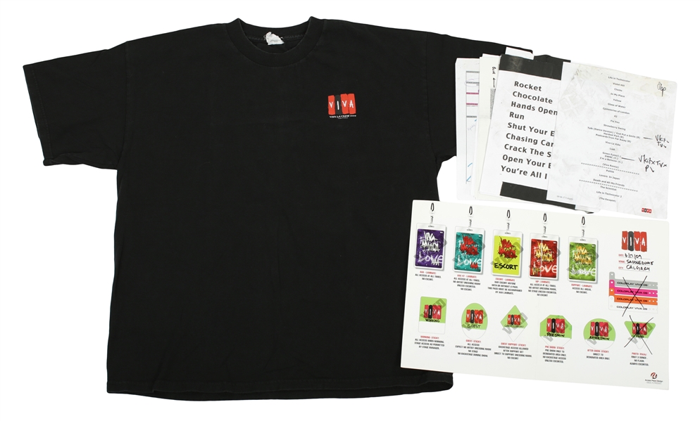 Coldplay 2009 Calgary Local Crew Shirt, Set Lists & Ephemera Lot