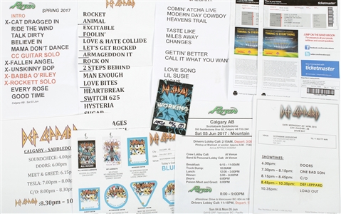 Def Leppard 2007 – 2019 Calgary Local Crew Shirts, Set Lists & Ephemera Lot