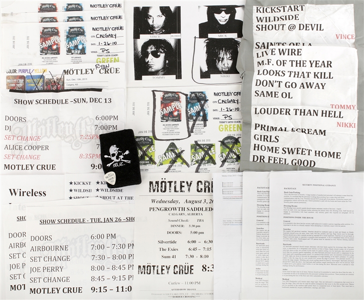 Motley Crue 2005-2015 Calgary Set Lists, Pass Arrays & Ephemera Lot