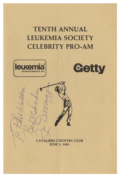Joe DiMaggio 1981 Autographed Golf Program