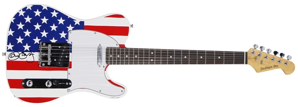 Jon Bon Jovi Signed American Flag Guitar w COA