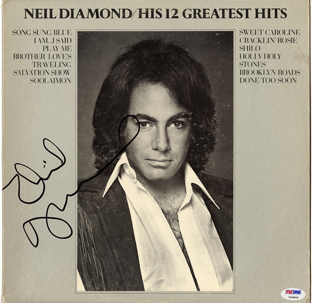 Neil Diamond Signed “12 Greatest Hits” Album w COA