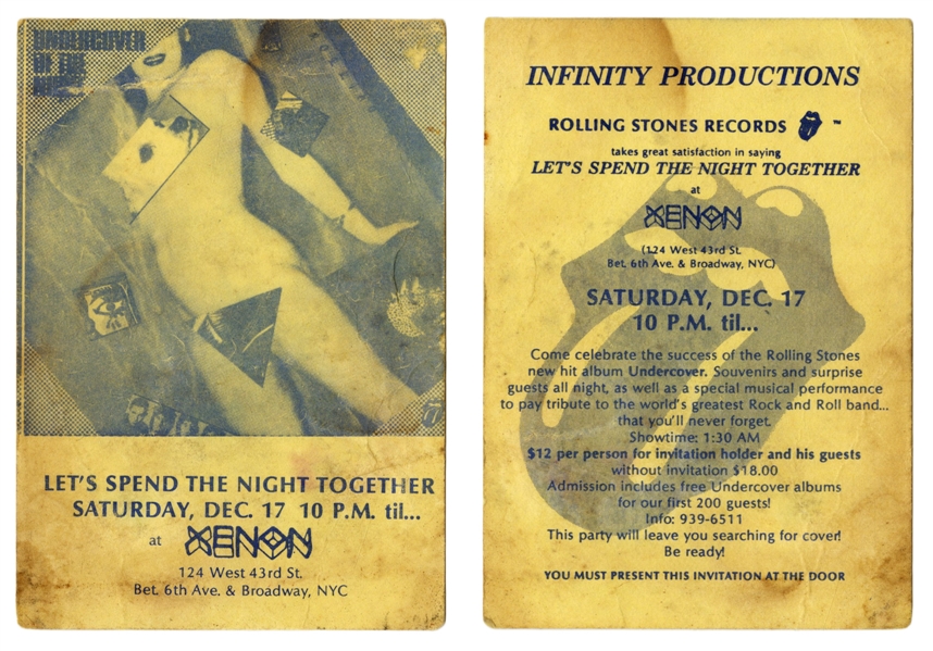 The Rolling Stones 1983 Undercover Release Party Invitation