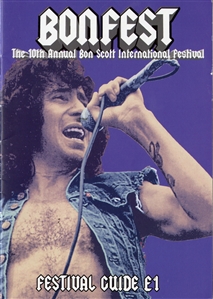 AC/DC 1979 Bon Scott Handwritten Postcard & Bonfest Festival Guide w COA