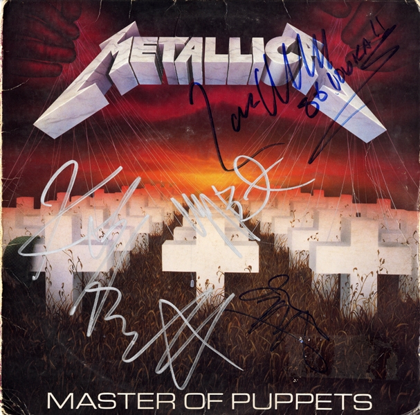 Metallica 1986 Master of Puppets Fully Band Autographed Album Cover w COA