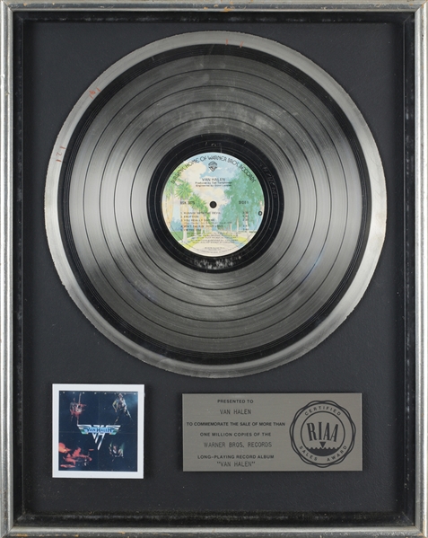 Van Halen 1978 Van Halen RIAA Platinum Record Award Presented to Van Halen