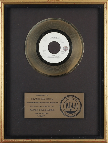 Van Halen 1983 Jump RIAA Gold Single Award Presented to Edward Van Halen