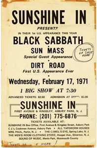 Black Sabbath 1971 Asbury Park, NJ Concert Poster