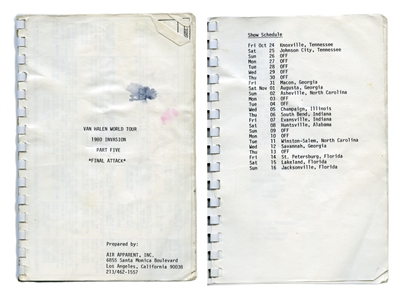 Van Halen 1980 World Invasion Part 5 Tour Itinerary Issued To Gregg Emerson