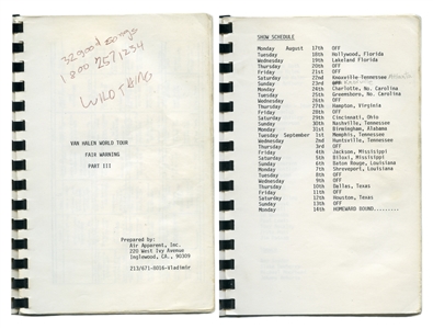 Van Halen 1980 Fair Warning Pt. III Tour Itinerary