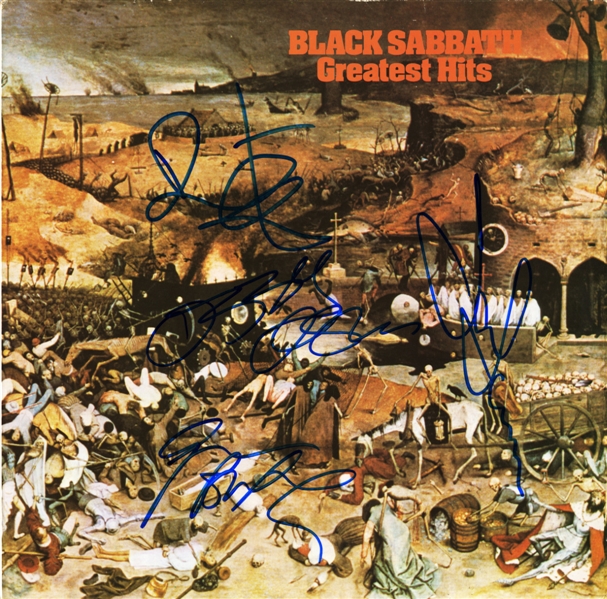 Black Sabbath 1977 Band Autographed Greatest Hits Album w COA