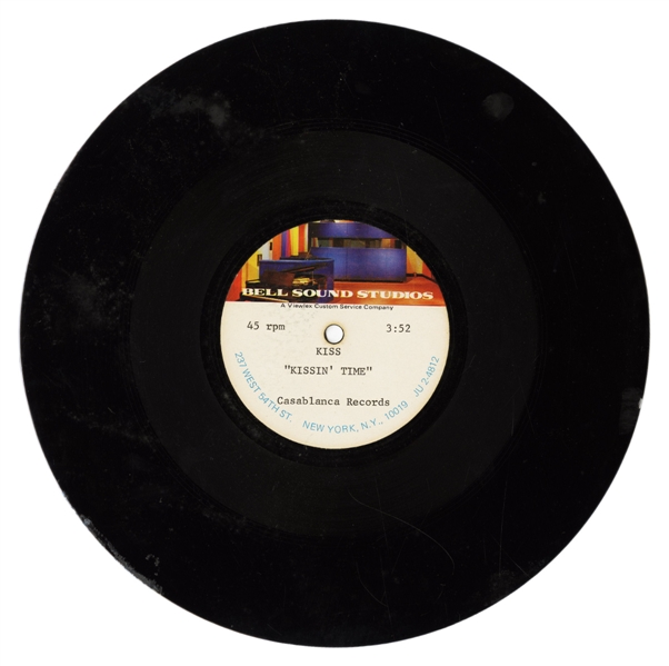 KISS 1974 Kissin Time Original Bell Sound Studios 10-Inch Acetate from Peter Moose Oreckinto Collection