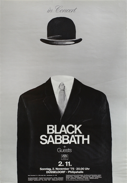 Black Sabbath 1975 Bowler Hat Dusseldorf Germany Concert Poster