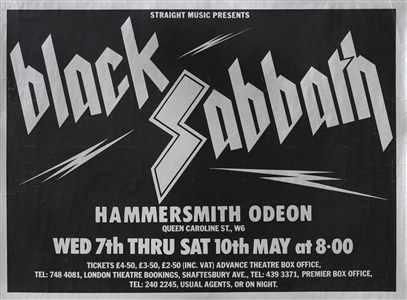 Black Sabbath 1980 London Hammersmith Odeon Concert Poster