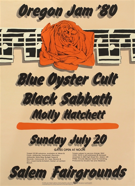Black Sabbath 1980 Multi-Artist Oregon Jam Concert Poster