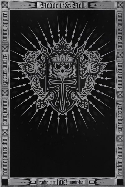 Heaven & Hell Black Sabbath 2007 Black and Gray Skull Crest Poster For Live At Radio City Music Hall