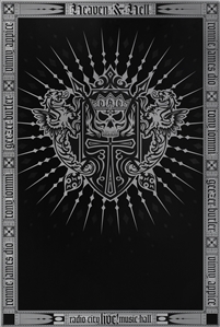 Heaven & Hell Black Sabbath 2007 Black and Gray Skull Crest Poster For Live At Radio City Music Hall