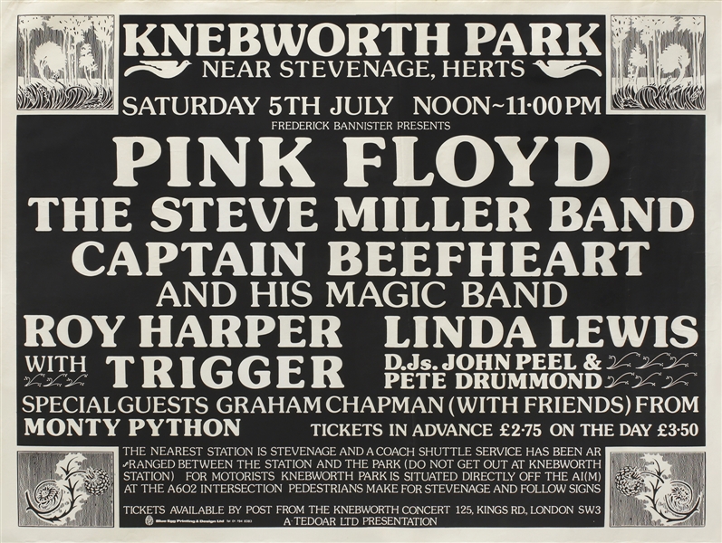 Pink Floyd 1975 Original Black & White Knebworth Festival U.K. Concert Poster