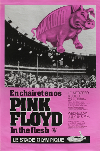 Pink Floyd 1977 Original Montreal Canada Pink Concert Poster