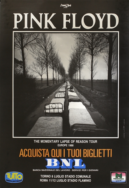 Pink Floyd 1988 Original Momentary Lapse Of Reason Torino & Rome Italy Concert Poster