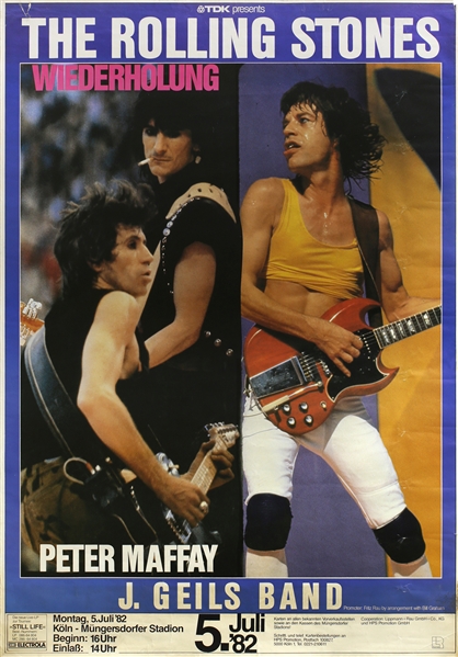 The Rolling Stones 1982 Koln Germany Concert Poster