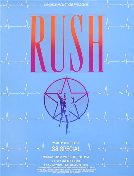 Rush 1980 Permanent Waves Ft. Wayne Concert Poster