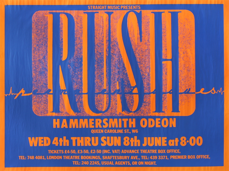 Rush 1980 Permanent Waves Hammersmith Odeon Concert Poster