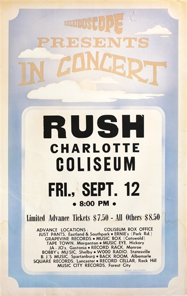 Rush 1981 Moving Pictures Charlotte Concert Poster