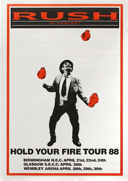 Rush 1988 Hold Your Fire Multi-Date U.K. Tour Poster