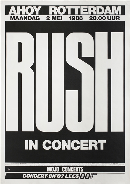 Rush 1988 Hold Your Fire Rotterdam Concert Poster