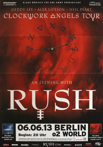 Rush 2013 Clockwork Angels Berlin Germany Concert Poster