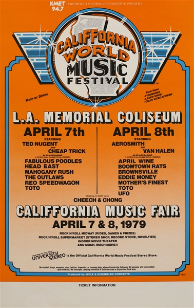 Van Halen 1979 Califfornia World Music Festival Poster