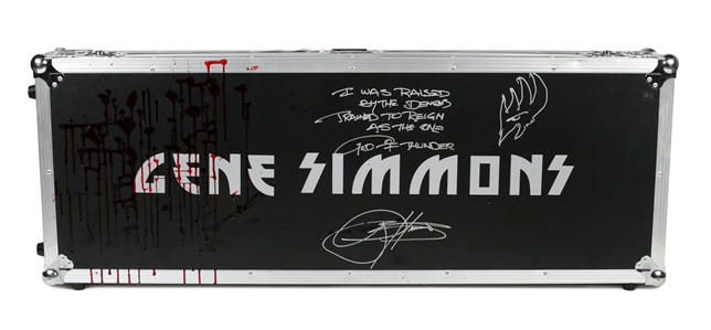 KISS 2019 Gene Simmons Bossier City, Louisiana Stage Played & Signed 'Bloody' Axe Bass w COA