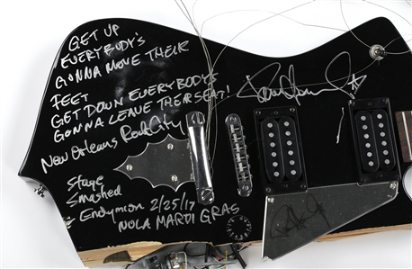 KISS 2017 Stage Smashed Paul Stanley Ibanez PS40BK Guitar With Setlist w COA