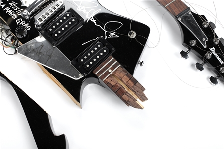 KISS 2017 Stage Smashed Paul Stanley Ibanez PS40BK Guitar With Setlist w COA