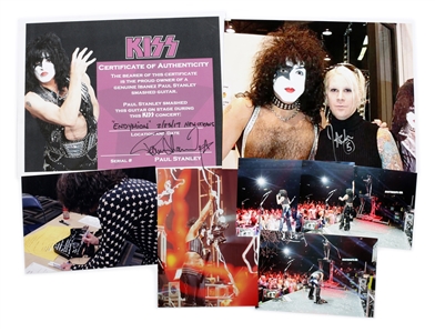 KISS 2017 Stage Smashed Paul Stanley Ibanez PS40BK Guitar With Setlist w COA