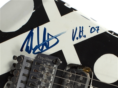 Edward Van Halen 2007 Signed Black & White Striped Fan-Built Circle Guitar w COA