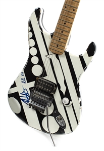 Edward Van Halen 2007 Signed Black & White Striped Fan-Built Circle Guitar w COA