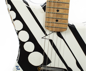 Edward Van Halen 2007 Signed Black & White Striped Fan-Built Circle Guitar w COA