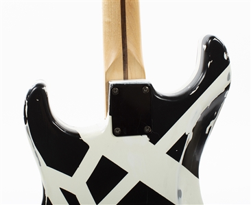 Edward Van Halen 2007 Signed Black & White Striped Fan-Built Circle Guitar w COA