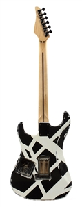 Edward Van Halen 2007 Signed Black & White Striped Fan-Built Circle Guitar w COA