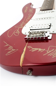 Van Halen 2005 Band Autographed Stage Used & Smashed Pacifca by Yamaha Guitar w COA