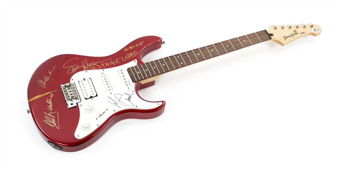 Van Halen 2005 Band Autographed Stage Used & Smashed Pacifca by Yamaha Guitar w COA