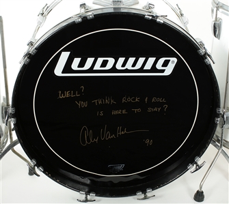 Van Halen 1990 Alex Van Halen Signed, Owned, & Runaround Music Video Used White Ludwig Drumkit w COA