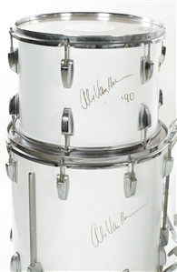 Van Halen 1990 Alex Van Halen Signed, Owned, & Runaround Music Video Used White Ludwig Drumkit w COA